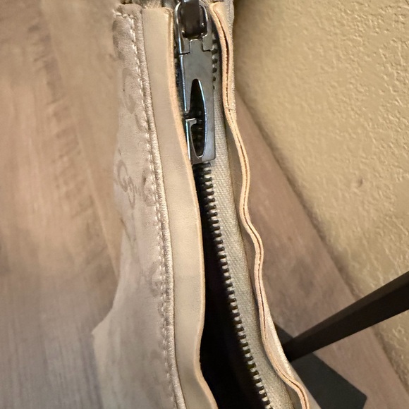 Gucci GG Monogram Shoulder Bag Silver Gray Canvas Silver Hardware